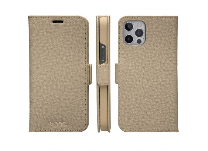 Dbramante1928 Milano Saffiano Leather Folio Case iPhone 12 / 12 Pro - Sahara Sand