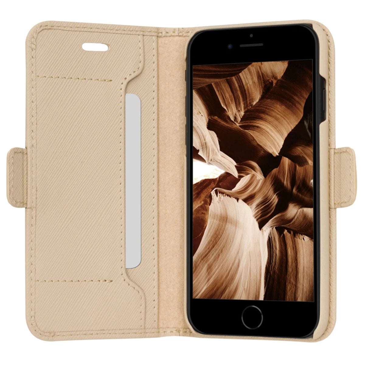 Dbramante1928 Milano Saffiano Leather Folio Case iPhone SE 3rd / 2nd / 8 / 7 - Sahara Sand