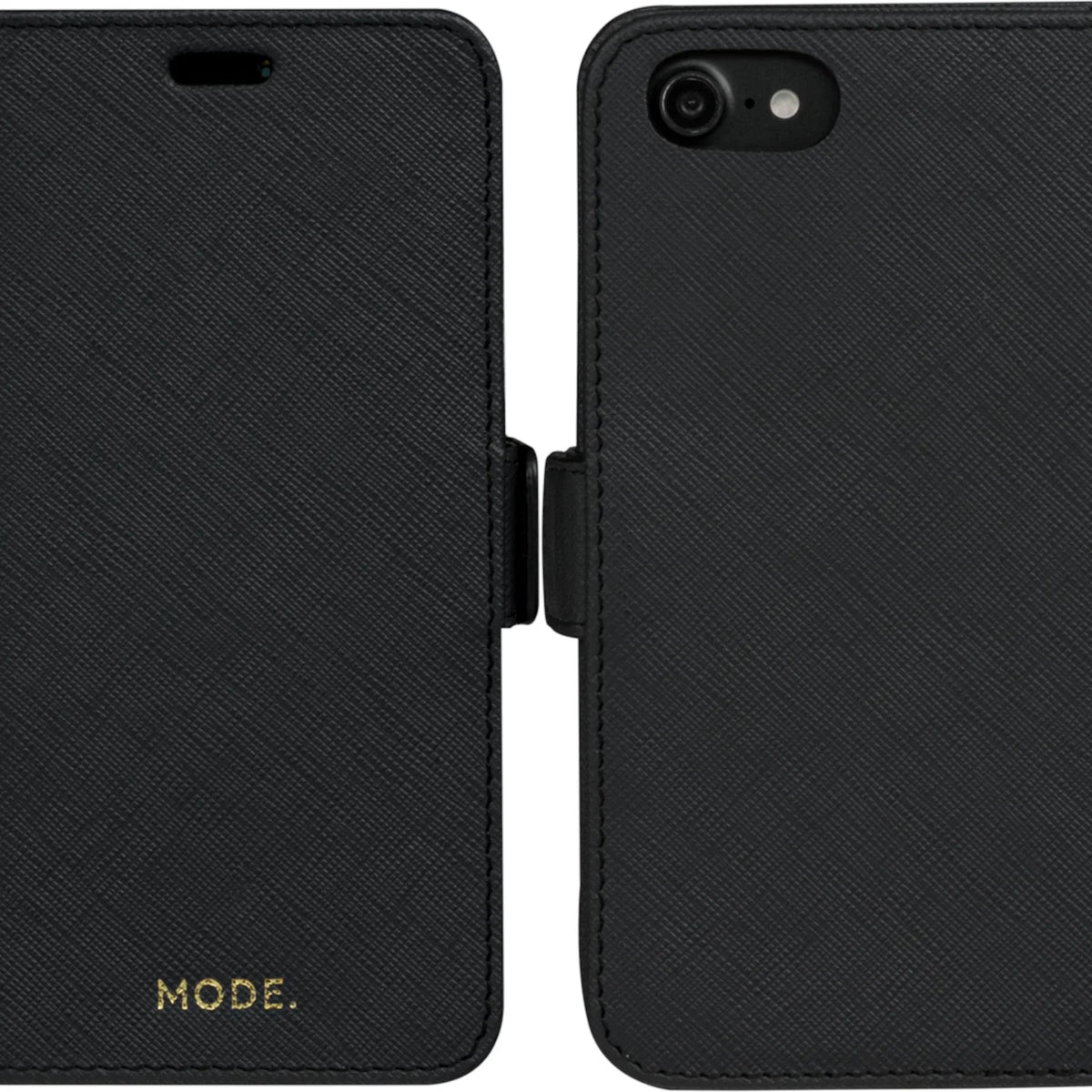 Dbramante1928 New York Leather Folio Case iPhone SE 3rd / 2nd / 8 / 7 Night Black - BONUS Screen Protector