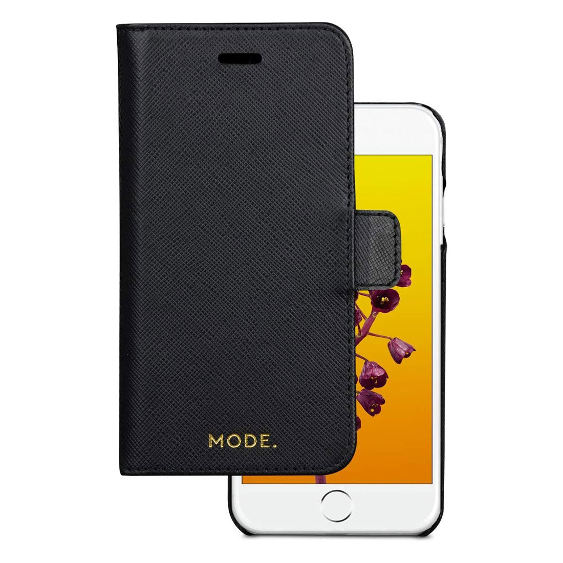 Dbramante1928 New York Leather Folio Case iPhone SE 3rd / 2nd / 8 / 7 Night Black - BONUS Screen Protector