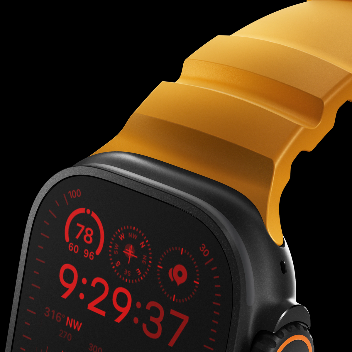 Nomad Rocky Point Band for Apple Watch 42-49-Ultra - Sol Yellow (Black Hardware)