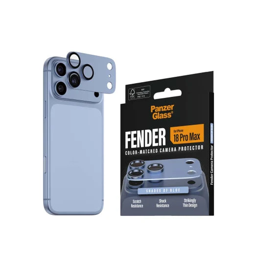 PanzerGlass Fender Camera Lens Protector for iPhone 18 Pro Max 6.9 - Crystal/Ocean Blue - Mac Addict