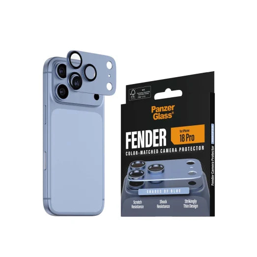 PanzerGlass Fender Camera Lens Protector for iPhone 18 Pro 6.3 - Crystal/Ocean Blue - Mac Addict