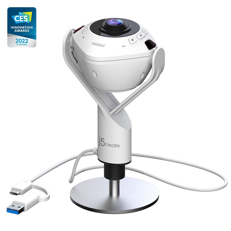 j5create HD 360 All Around Webcam w/ Speakerphone + Omnidirectional Mic