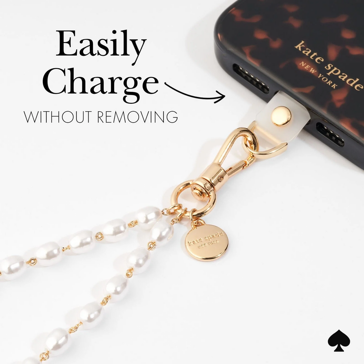 Kate Spade Phone Charm Wrist Strap - Sea Pearl