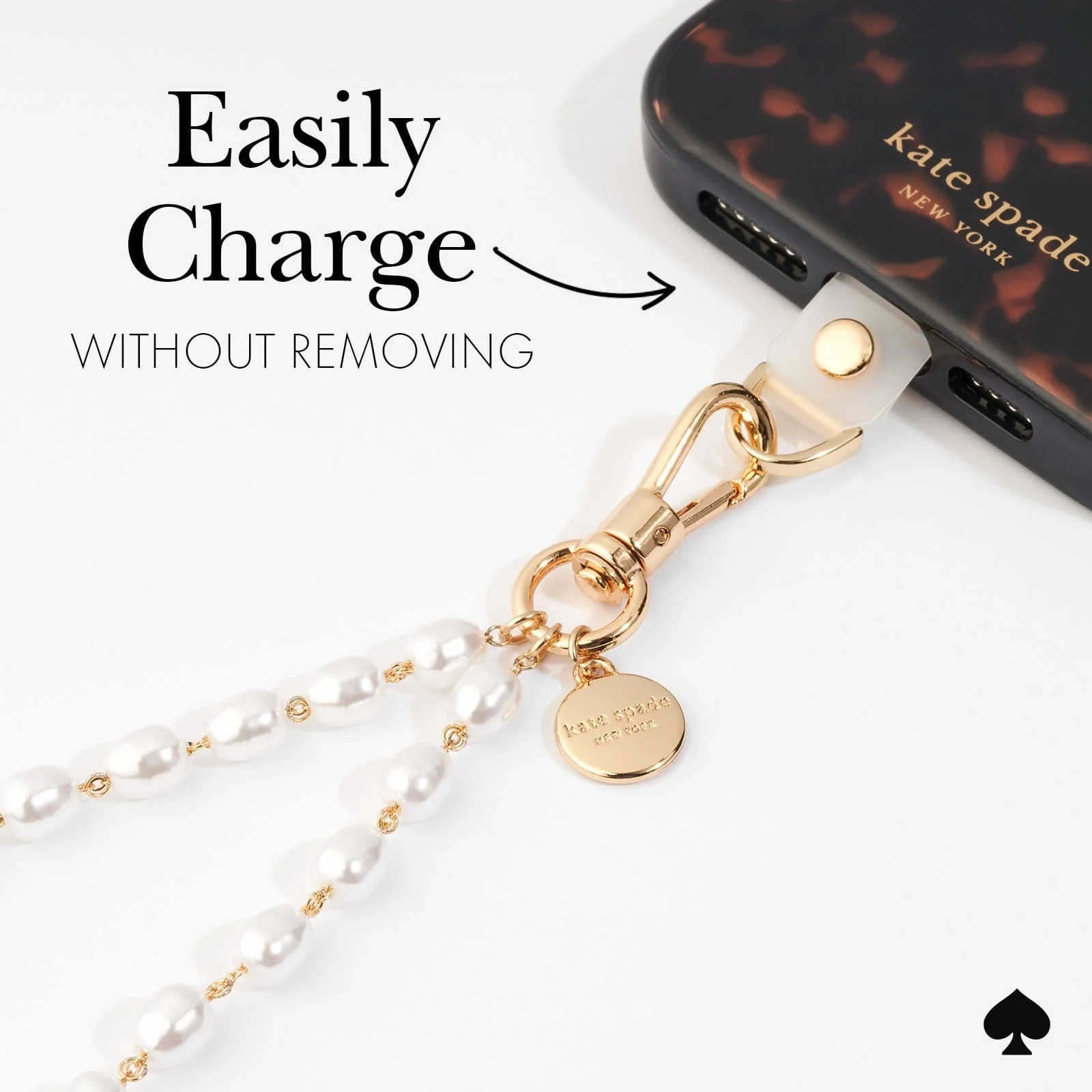 Kate Spade Phone Charm Wrist Strap - Sea Pearl