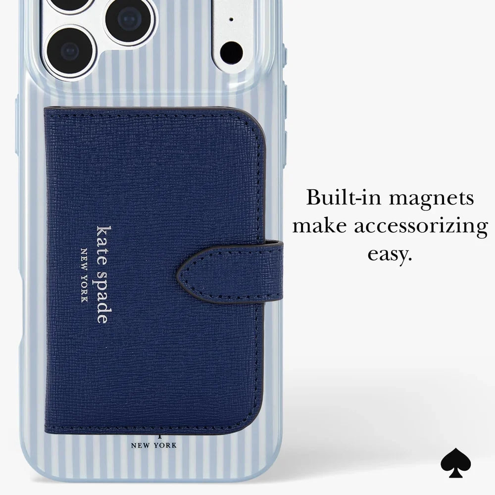 Faux Stripe Diamond MagSafe Case for iPhone 18 Pro & 17 Pro 6.3 in Blue - Kate Spade