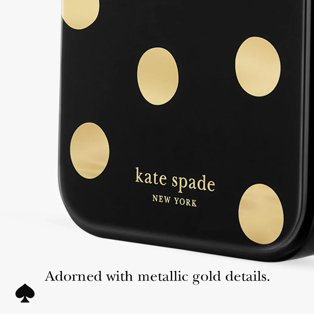 Metallic Classic Dot MagSafe Case for iPhone 18 Pro Max in Black/Gold - Kate Spade