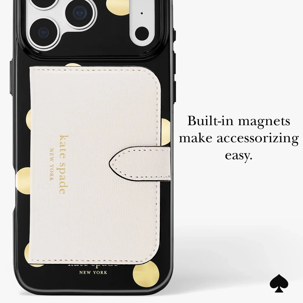 Metallic Classic Dot MagSafe Case for iPhone 18 Pro Max in Black/Gold - Kate Spade