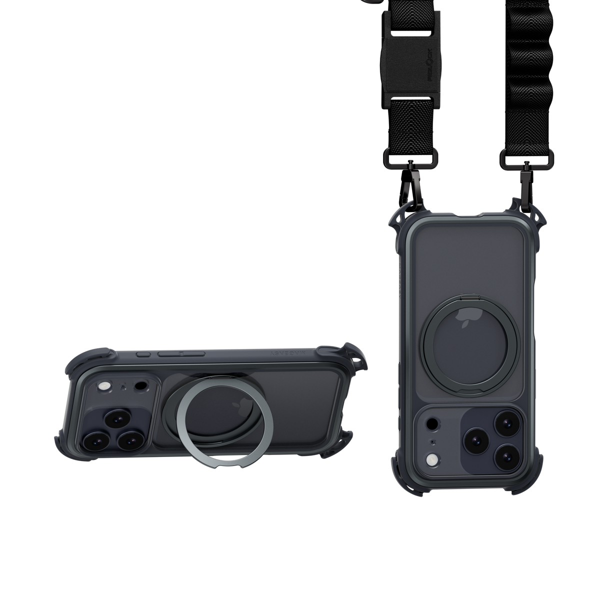 Mageasy Odyssey Ultra M 360 Tough Case & Stand & Lanyard for iPhone 17 Pro - Midnight Black - Mac Addict