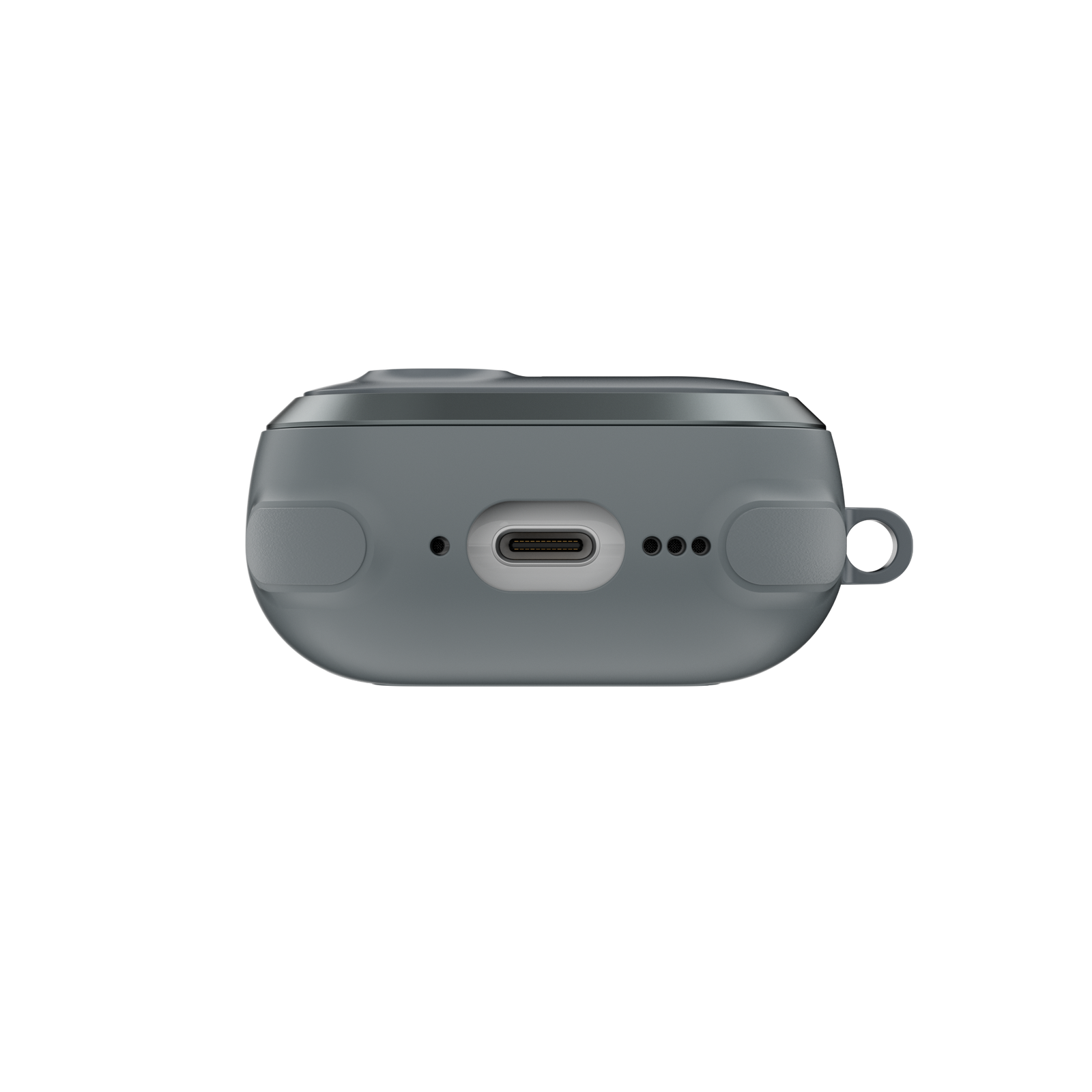 MAGEASY Odyssey AirPods 4 case in Metal Blue Gray, bottom view with charging port access