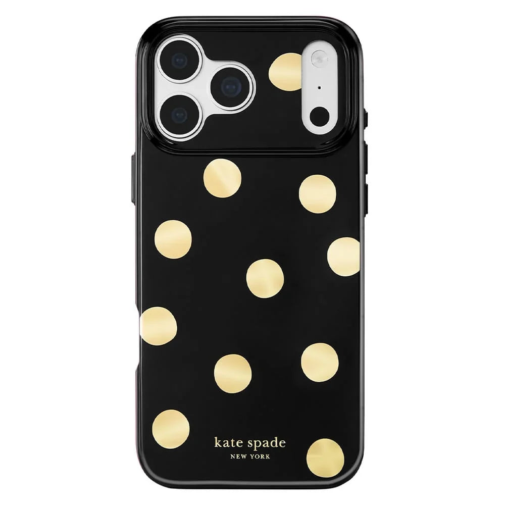 Metallic Classic Dot MagSafe Case for iPhone 18 Pro Max in Black/Gold - Kate Spade