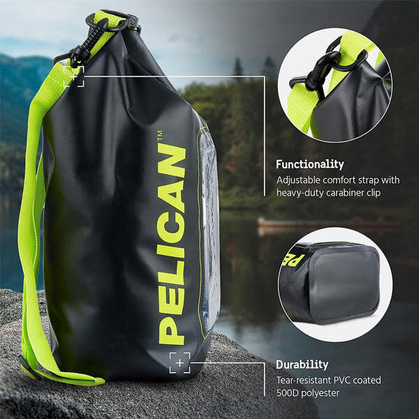 Pelican Marine Waterproof 5L Dry Bag - Black & Neon Yellow