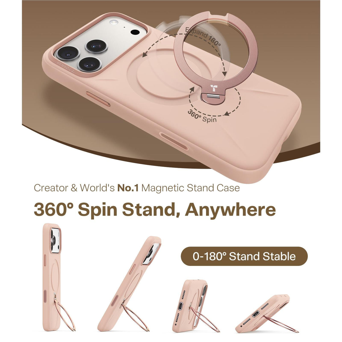 Torras Ostand Silicone MagSafe Case iPhone 17 Pro - Rain Mist Pink - Mac Addict