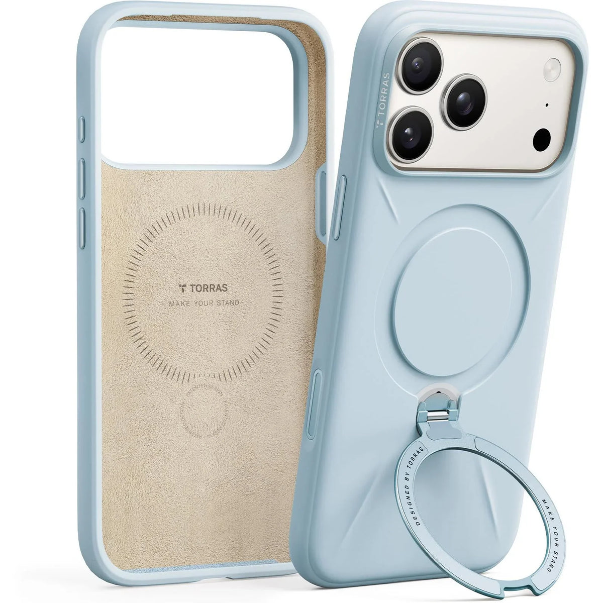 Torras Ostand Silicone MagSafe Case iPhone 17 Pro Max - Baby Blue - Mac Addict
