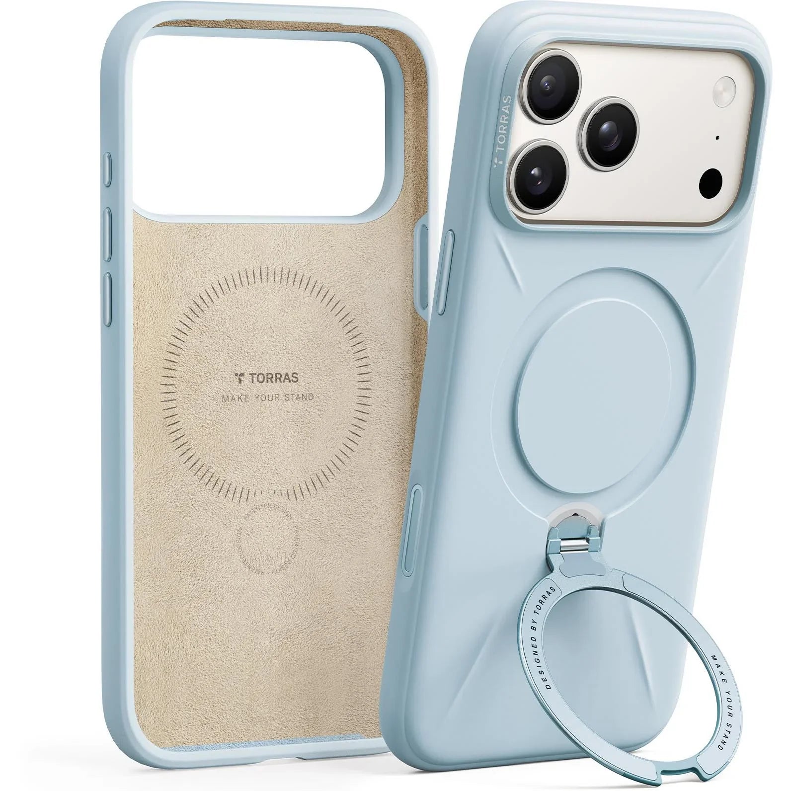 Torras Ostand Silicone MagSafe Case iPhone 17 Pro Max - Baby Blue - Mac Addict