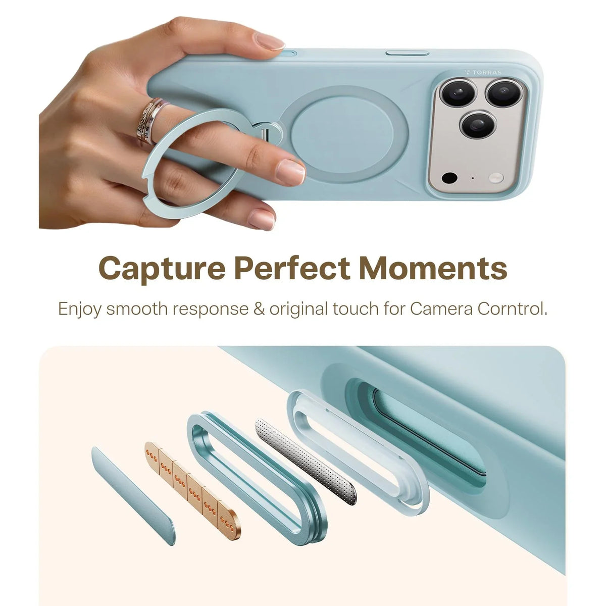 Torras Ostand Silicone MagSafe Case iPhone 17 Pro Max - Baby Blue - Mac Addict