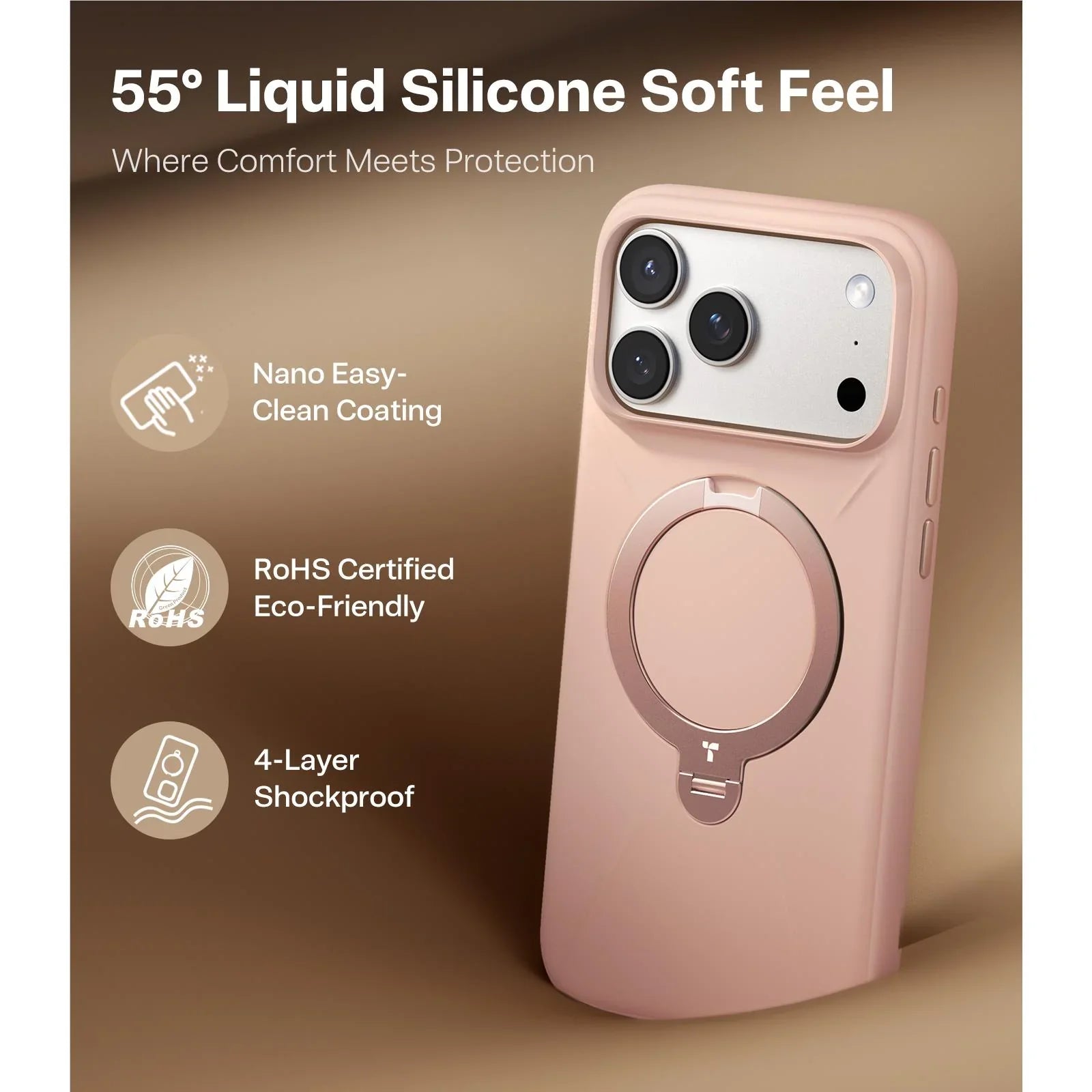 Torras Ostand Silicone MagSafe Case iPhone 17 Pro Max - Rain Mist Pink - Mac Addict