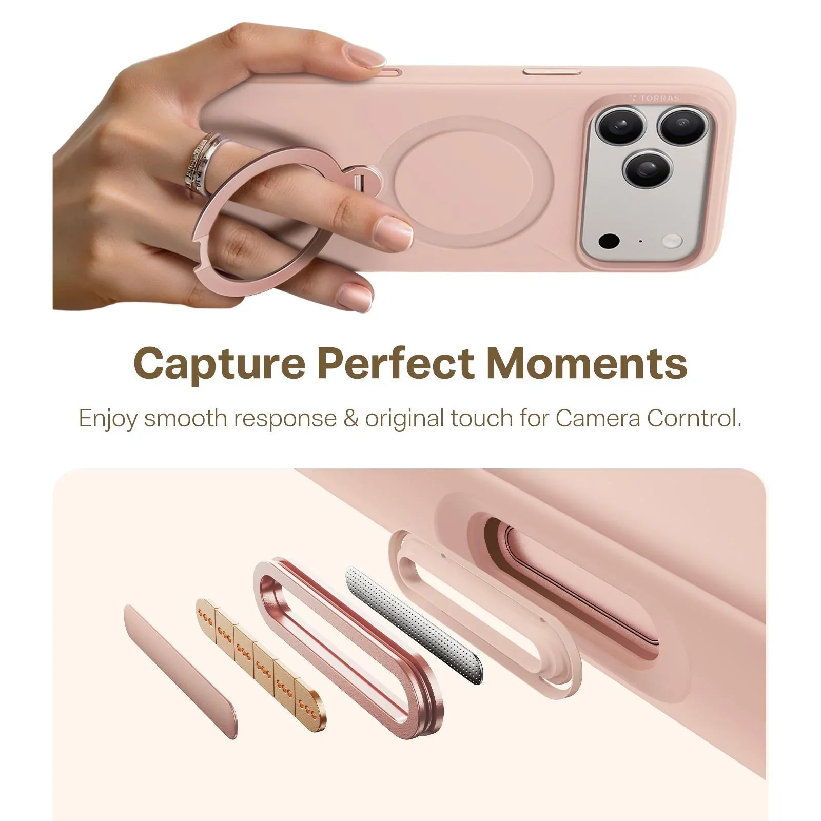 Torras Ostand Silicone MagSafe Case iPhone 17 Pro Max - Rain Mist Pink - Mac Addict