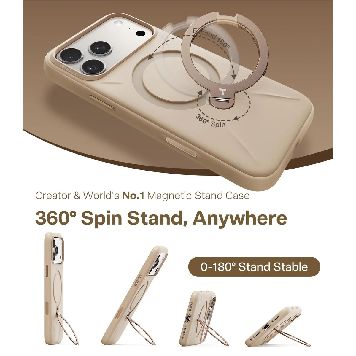 Torras Ostand Silicone MagSafe Case iPhone 17 Pro - Modern Brown - Mac Addict