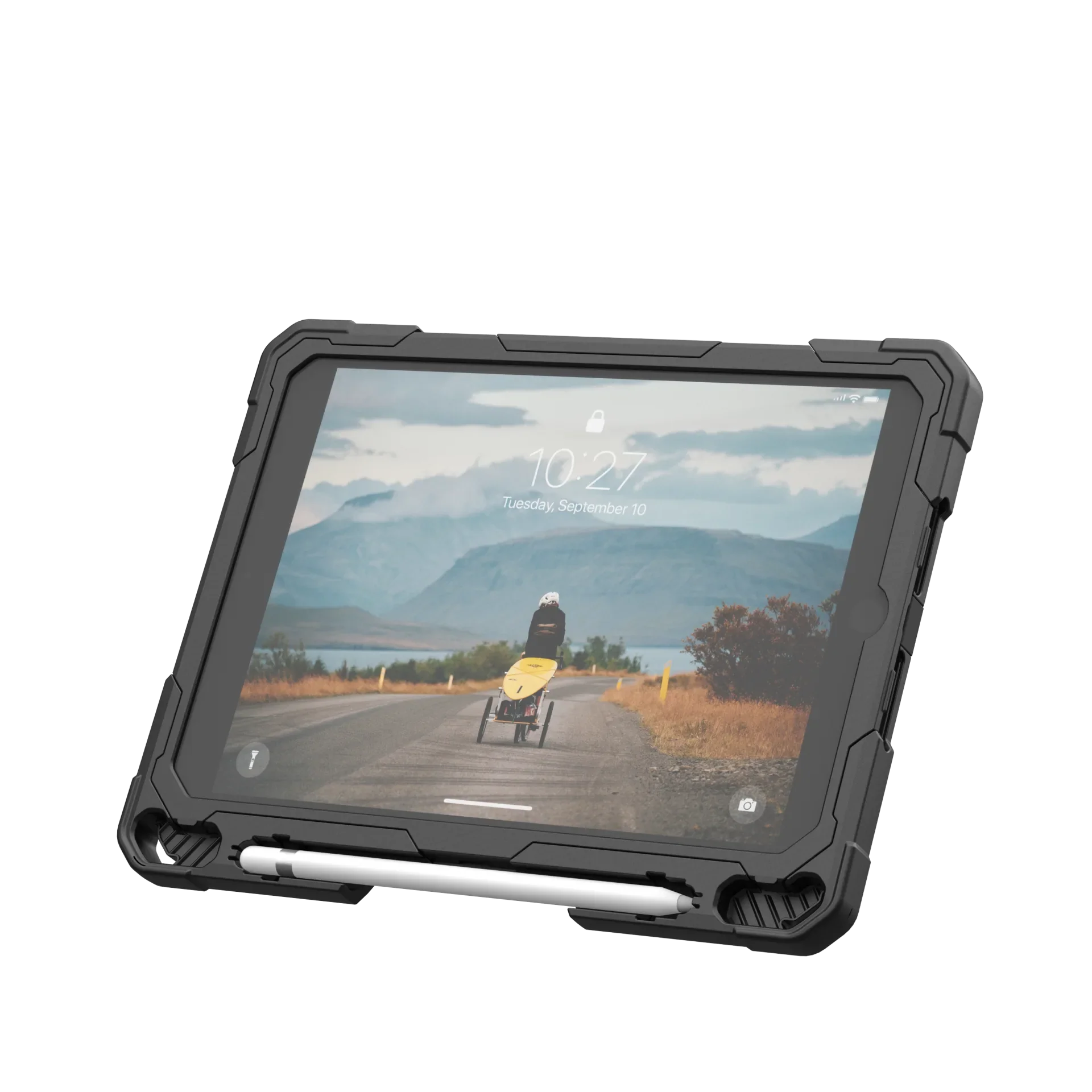 UAG Plasma Tough Case iPad 9 / 8 / 7 10.2 Kickstand & Handstrap - Black