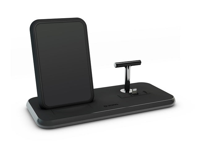 Zens Aluminium Dual Wireless Charging Dock for SmartPhone + Airpods - Black - Mac Addict