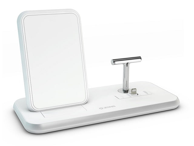 Zens Aluminium Dual Wireless Charging Dock for SmartPhone + Airpods - White - Mac Addict