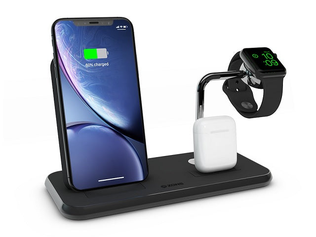 Zens Aluminium Dual Wireless Charging Dock for SmartPhone + Apple Watch + Airpods - Black - Mac Addict
