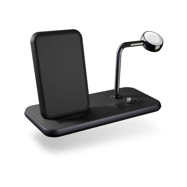 Zens Aluminium Dual Wireless Charging Dock for SmartPhone + Apple Watch + Airpods - Black - Mac Addict