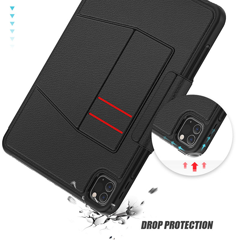 Folio Synthetic Leather Folio Case iPad Pro 11 & Air 5 & 4 with Kickstand - Black - Mac Addict