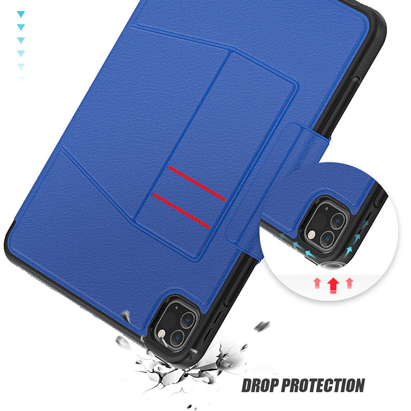 Folio Synthetic Leather Folio Case iPad Pro 11 & Air 5 & 4 with Kickstand - Blue