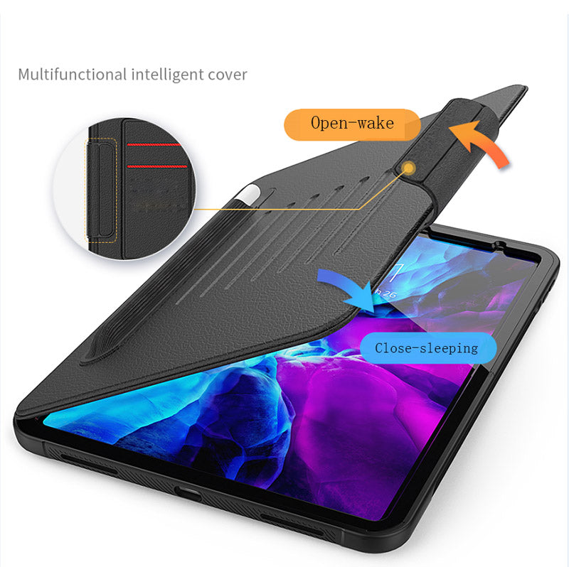 Folio Synthetic Leather Folio Case iPad Pro 11 & Air 5 & 4 with Kickstand - Black - Mac Addict