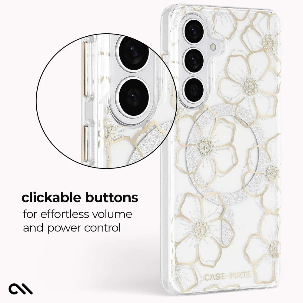 Case-Mate Floral Gem Magnet Case Samsung S26 Standard - Clear