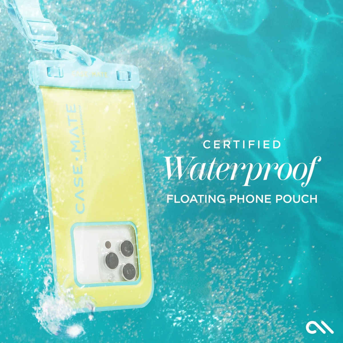 Case Mate Waterproof Floating Pouch for Phones up to 6.9" - Lime/Blue