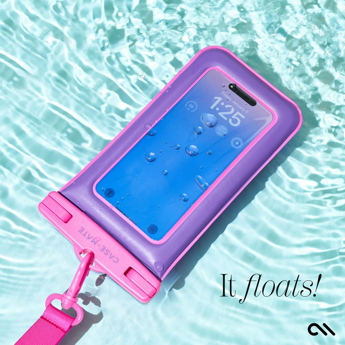 Case Mate Waterproof Floating Pouch for Phones up to 6.9" - Purple Paradise