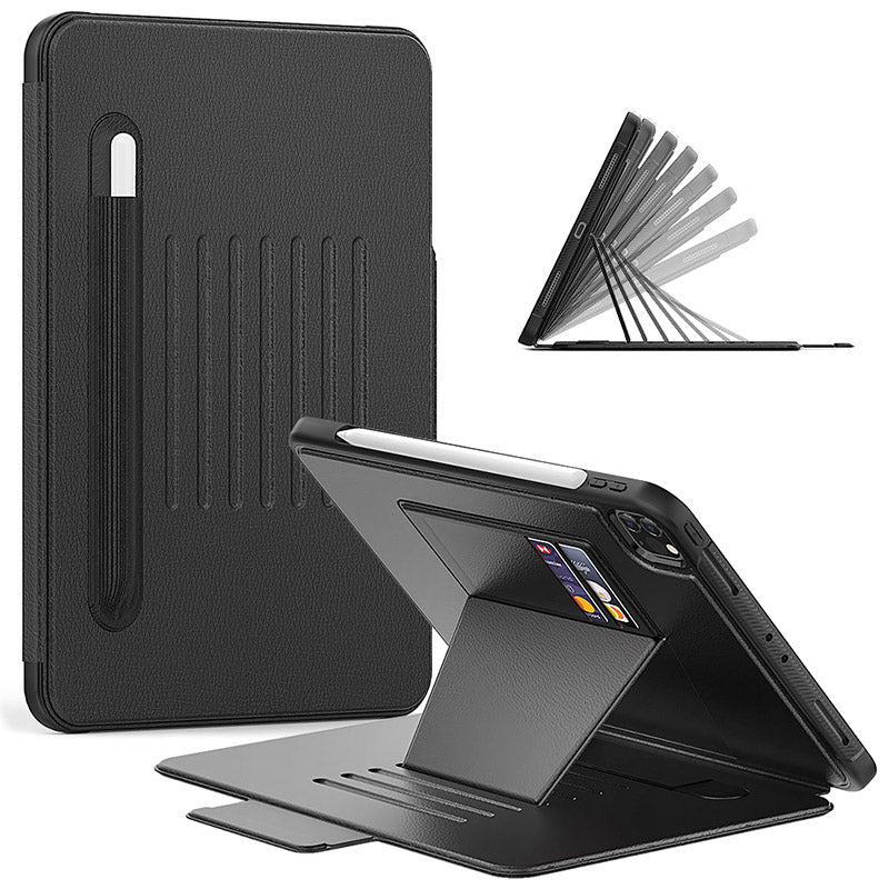Folio Synthetic Leather Folio Case iPad Pro 11 &amp; Air 5 &amp; 4 with Kickstand - Black - Mac Addict
