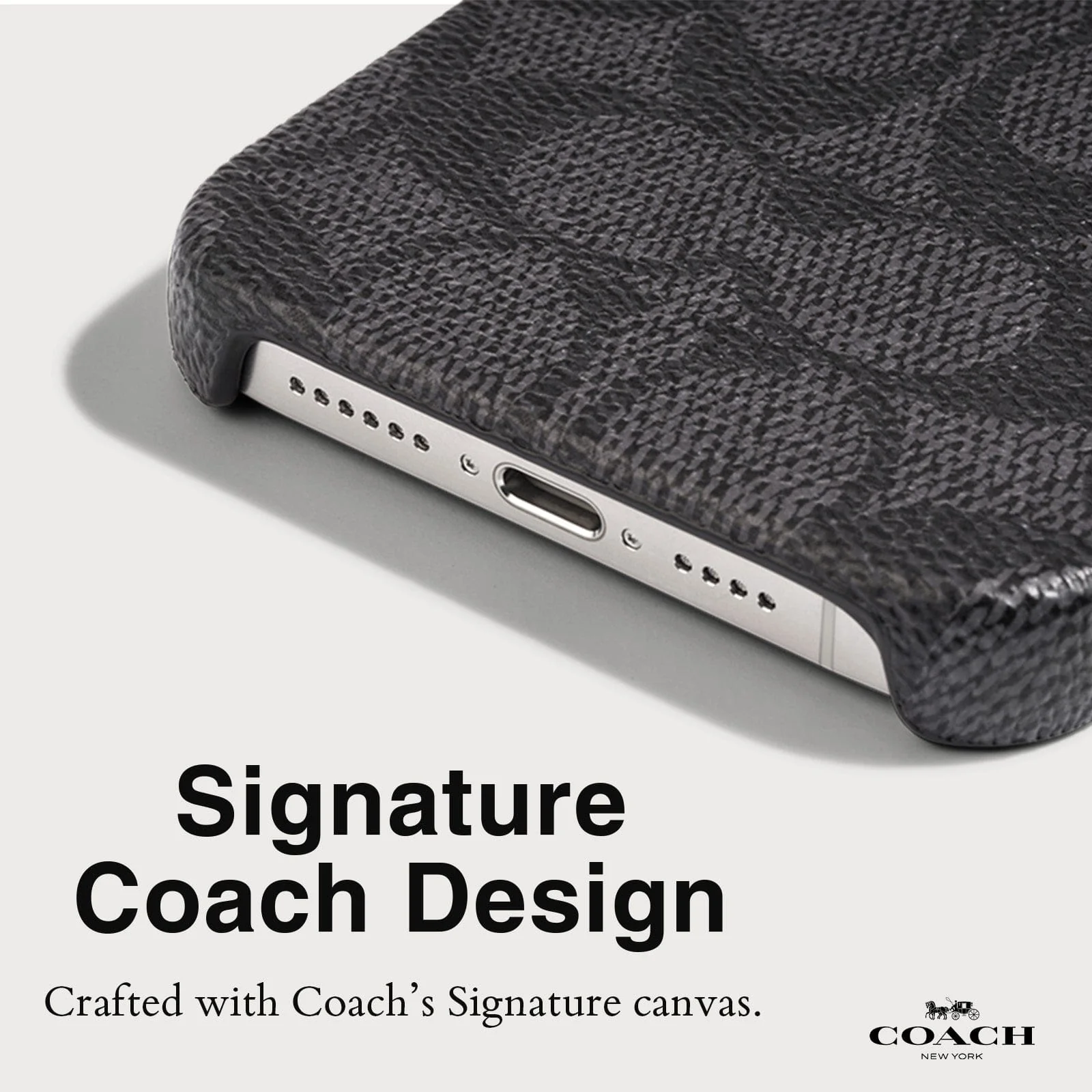 Coach Slim Case Signature for iPhone 15 Pro Charcoal