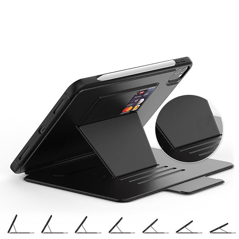 Folio Synthetic Leather Folio Case iPad Pro 11 & Air 5 & 4 with Kickstand - Black - Mac Addict