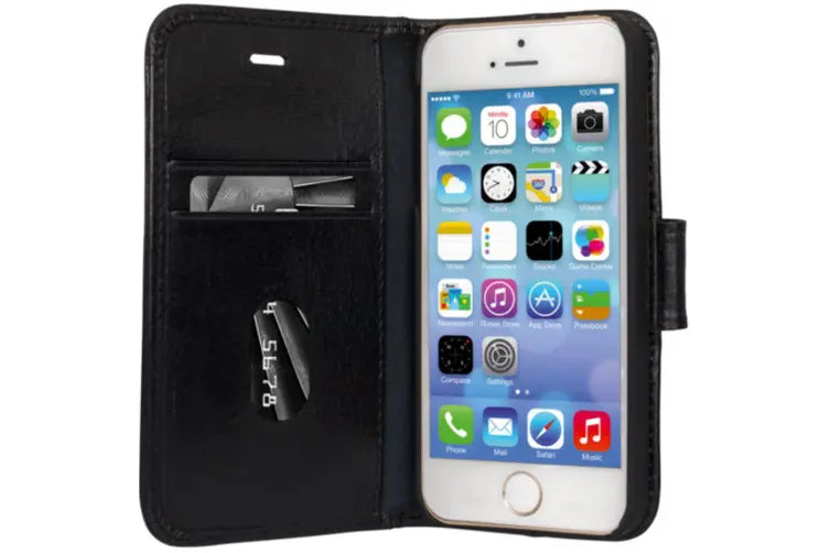 Dbramante1928 Copenhagen Slim Leather Folio Case iPhone SE 3rd / 2nd / 8 / 7 Black - BONUS Screen Protector