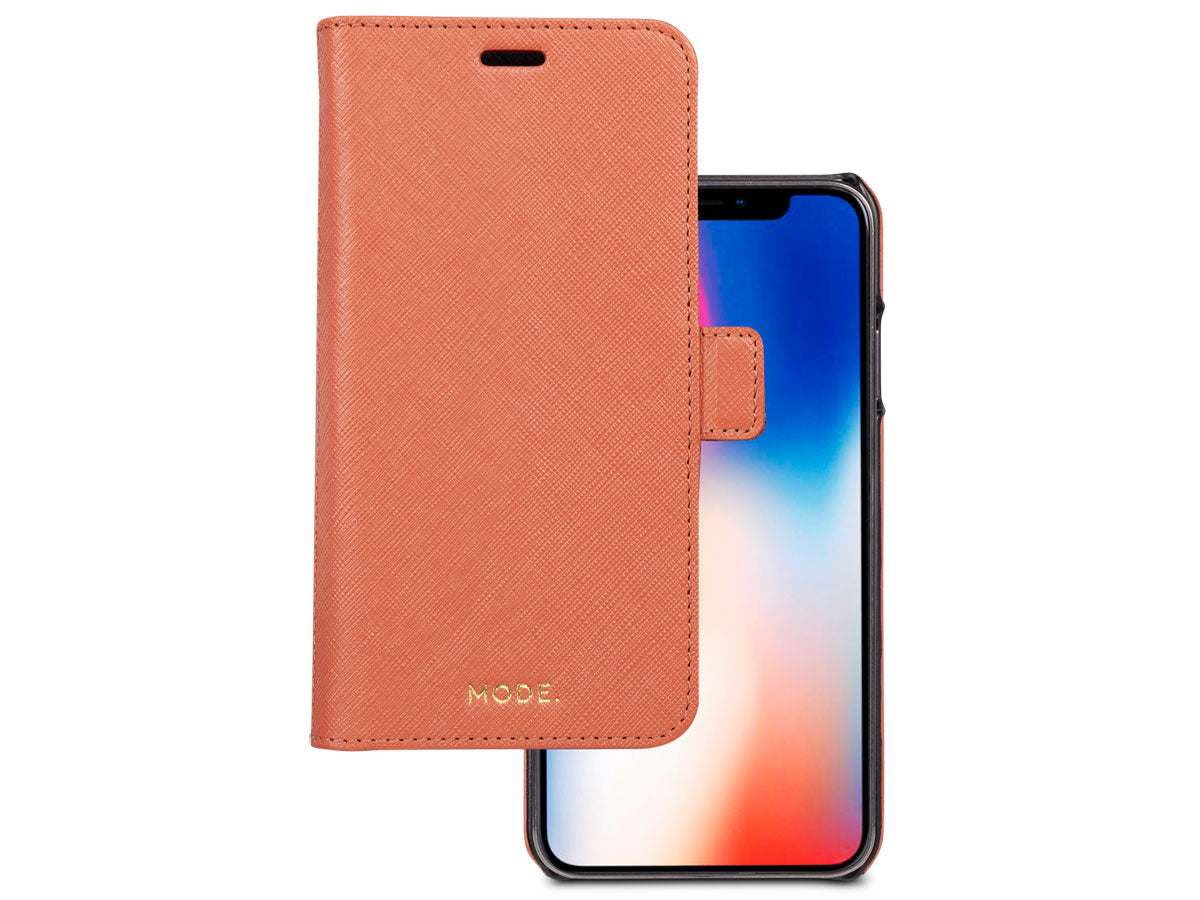 Dbramante1928 New York Leather Folio Case iPhone XS Max -Rusty Rose