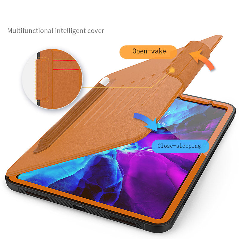 Folio Synthetic Leather Folio Case iPad Pro 11 & Air 5 & 4 with Kickstand - Brown