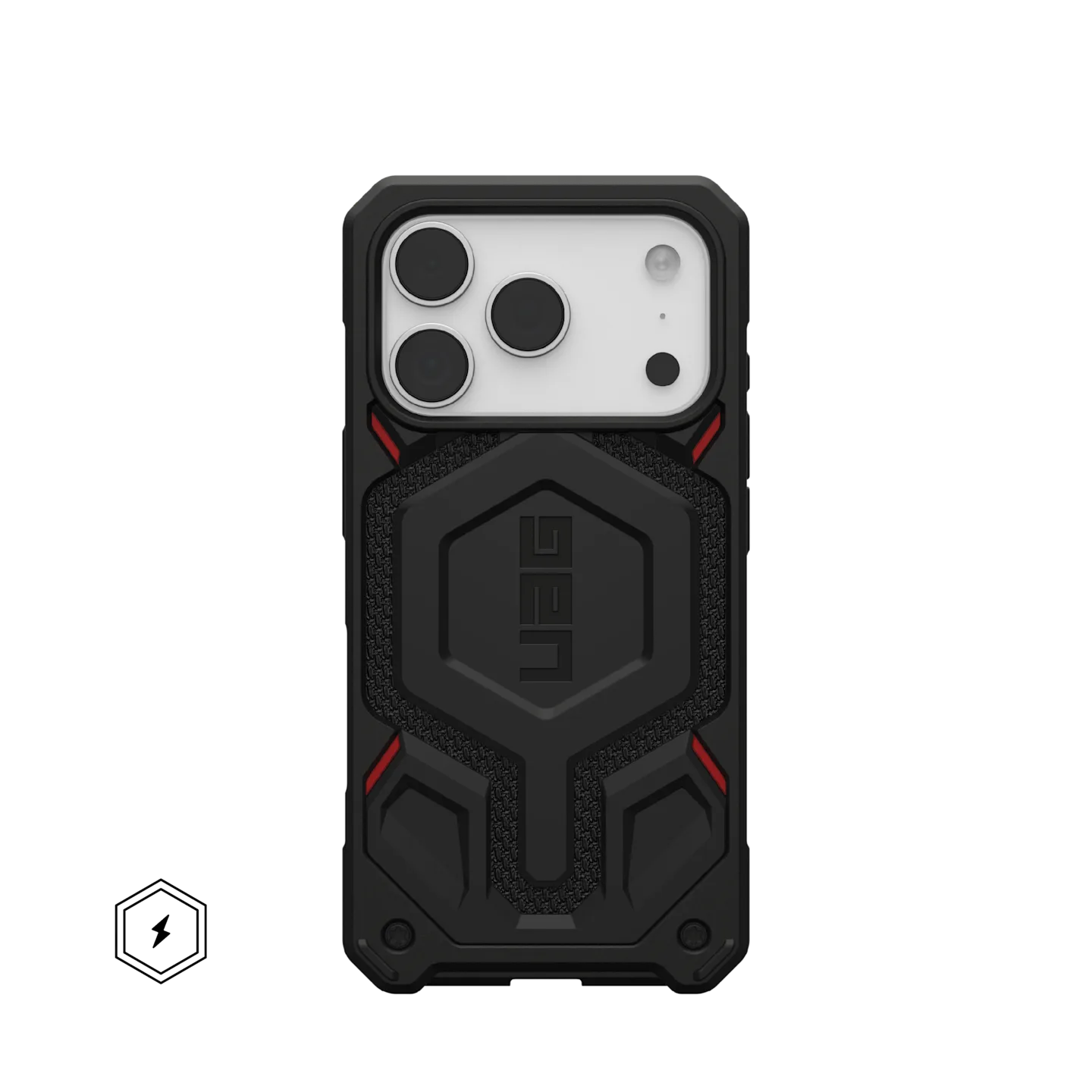 uag monarch case for iphone 17 pro black front view