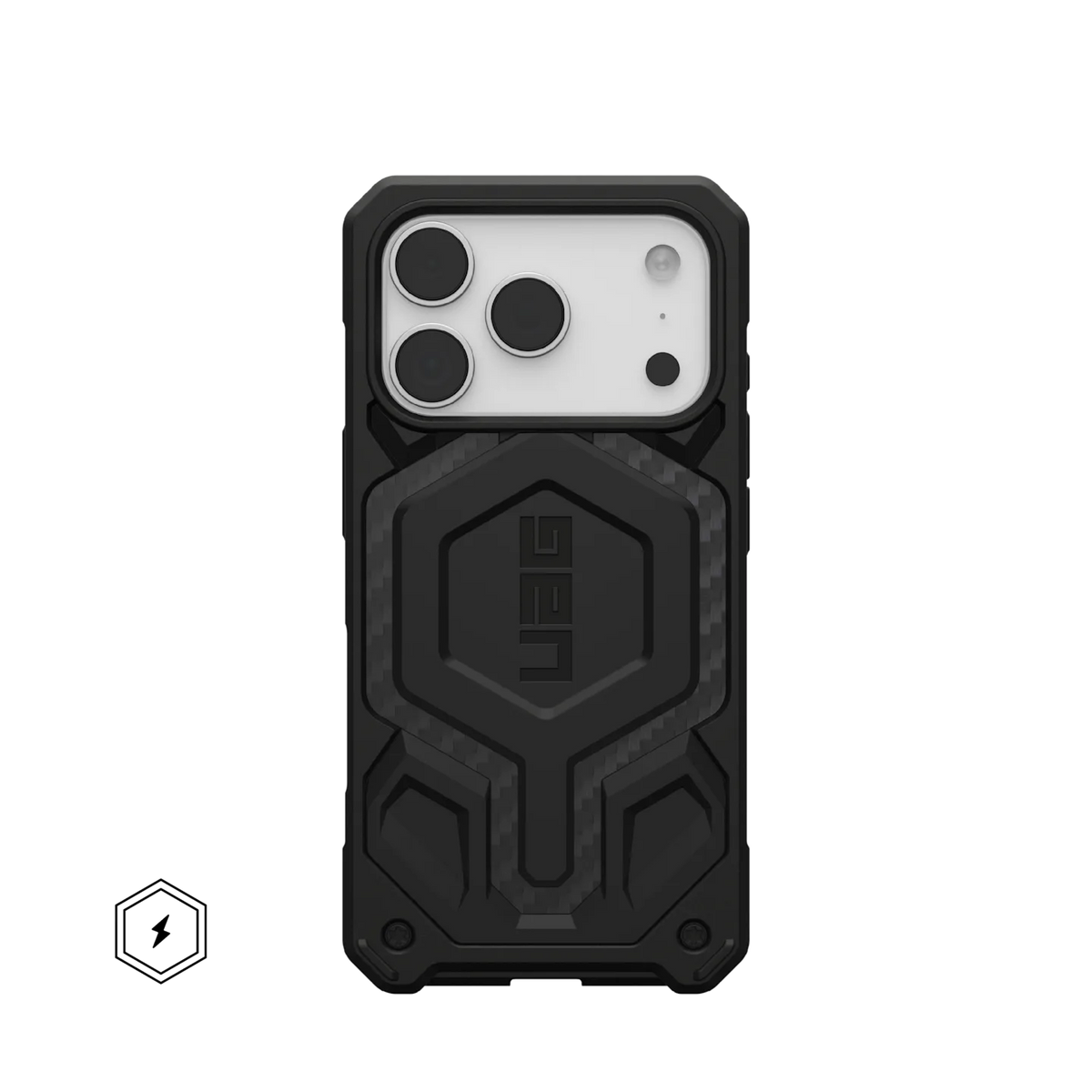 uag monarch case for iphone 17 pro black front view