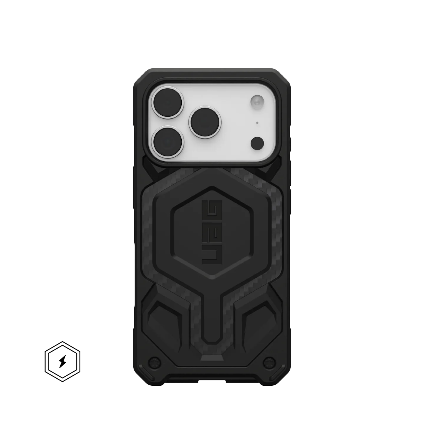 uag monarch case for iphone 17 pro black front view
