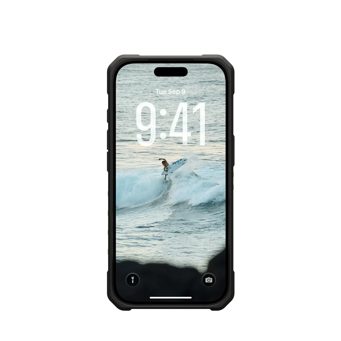 uag pathfinder case for iphone 17 pro yellow side profile