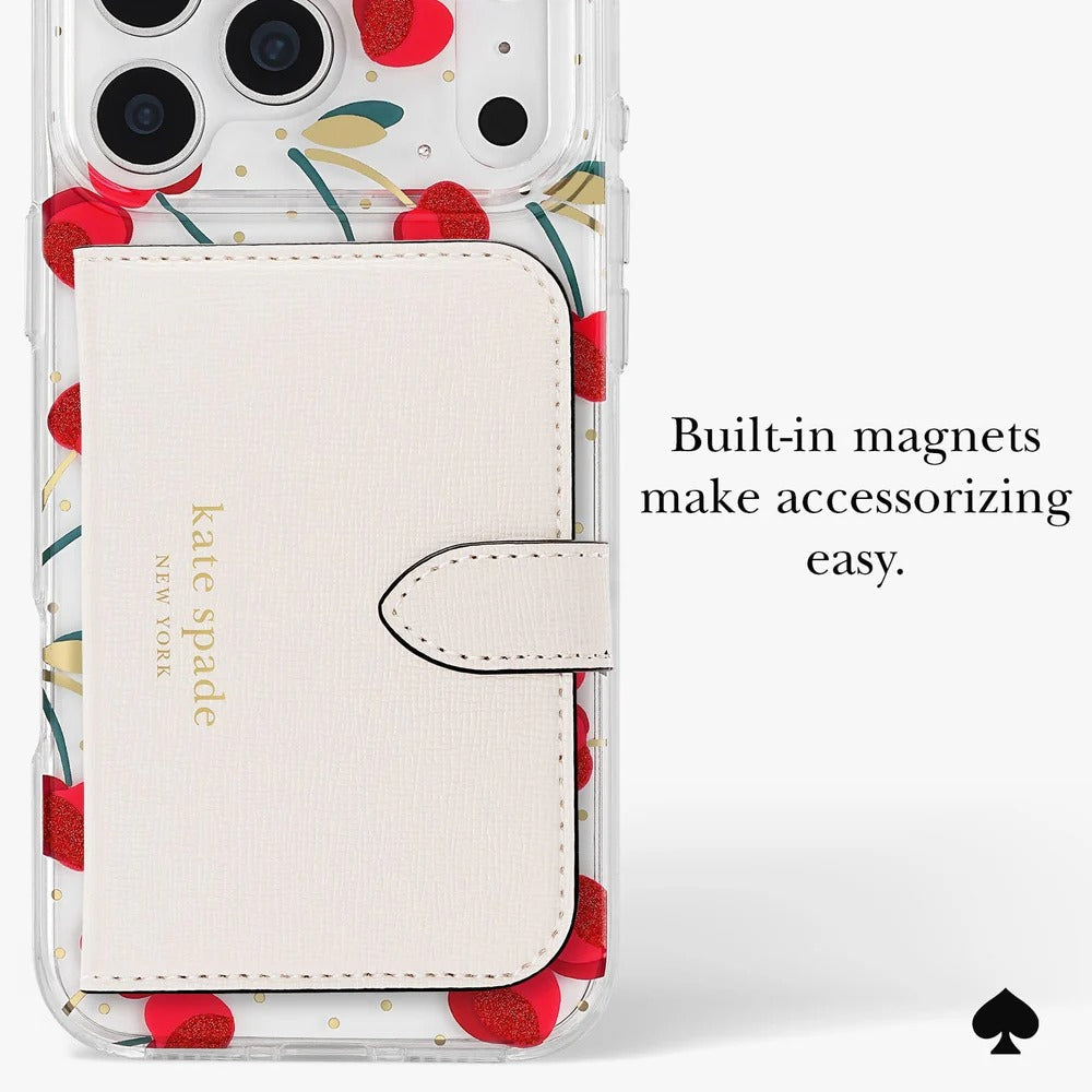 Cherry Dot MagSafe Case for iPhone 18 Pro Max in Clear/Red & Gold - Kate Spade
