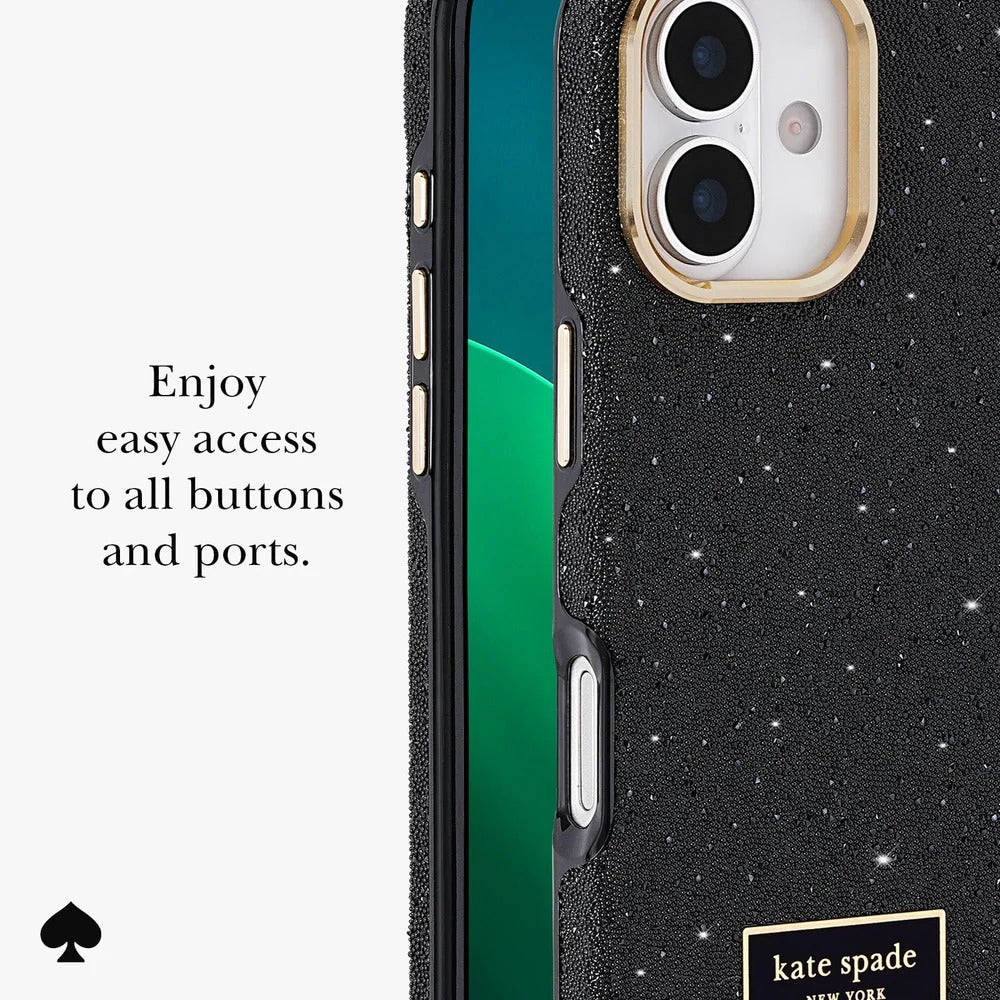 kate spade kate spade case for iphone 17 standard black logo detail