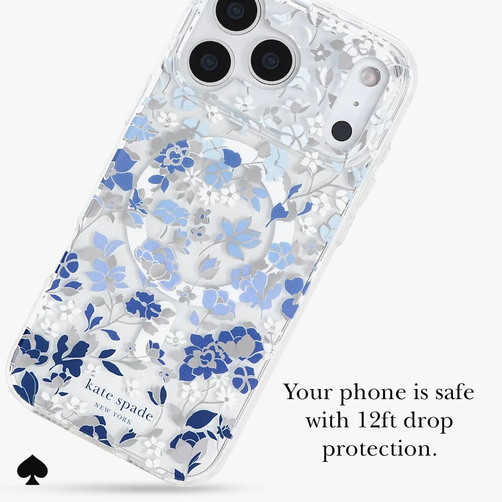 Flowerbed Blue MagSafe Case for iPhone 18 Pro Max in Clear/Blue - Kate Spade
