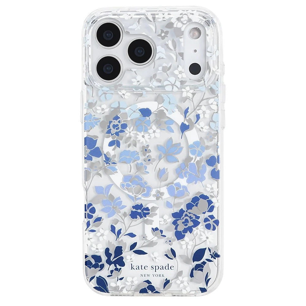 Flowerbed Blue MagSafe Case for iPhone 18 Pro & 17 Pro 6.3 in Clear/Blue - Kate Spade
