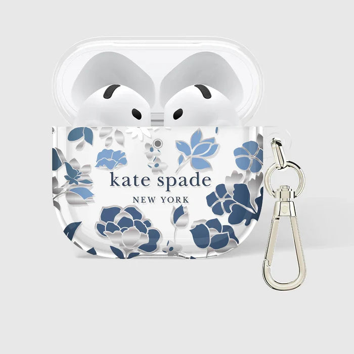 Kate Spade Flowerbed Blue with Silver Clip for AirPods 4 - Mac Addict